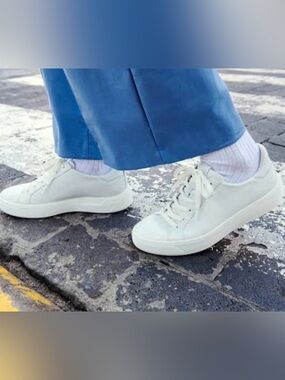 Classic Women's White Leather Lace-Up Sneakers